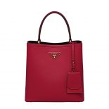 Prada Women Double Medium Bag in Saffiano Leather-Red