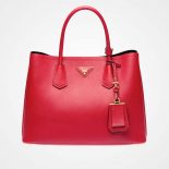 Prada Women Double Saffiano Leather Bag-Red