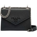 Prada Women Monochrome Saffiano Leather Bag-Black