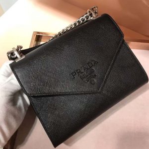 Prada monochrome saffiano best sale leather chain shoulder bag