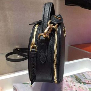 Prada Odette Saffiano Leather Bag- Black