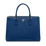 Prada Women Prada Galleria Bag in Saffiano Leather-Blue