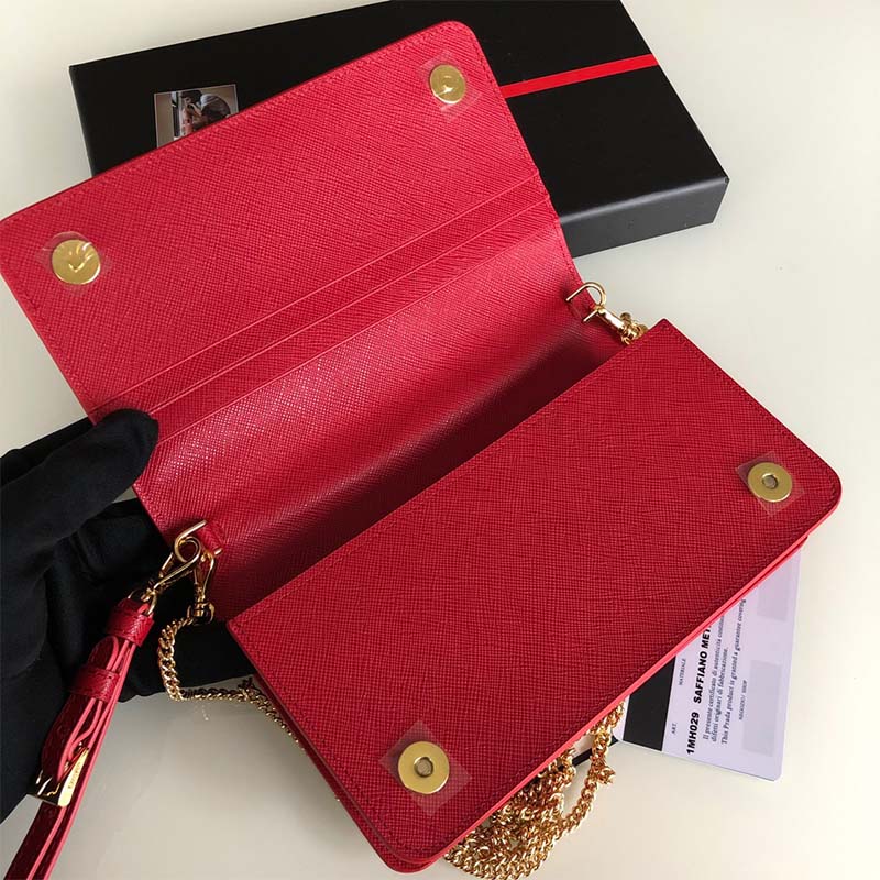 Prada Women Saffiano Leather Mini Bag-Red 7 Prada Women Saffiano Leather Mini Bag-Red - Image 7