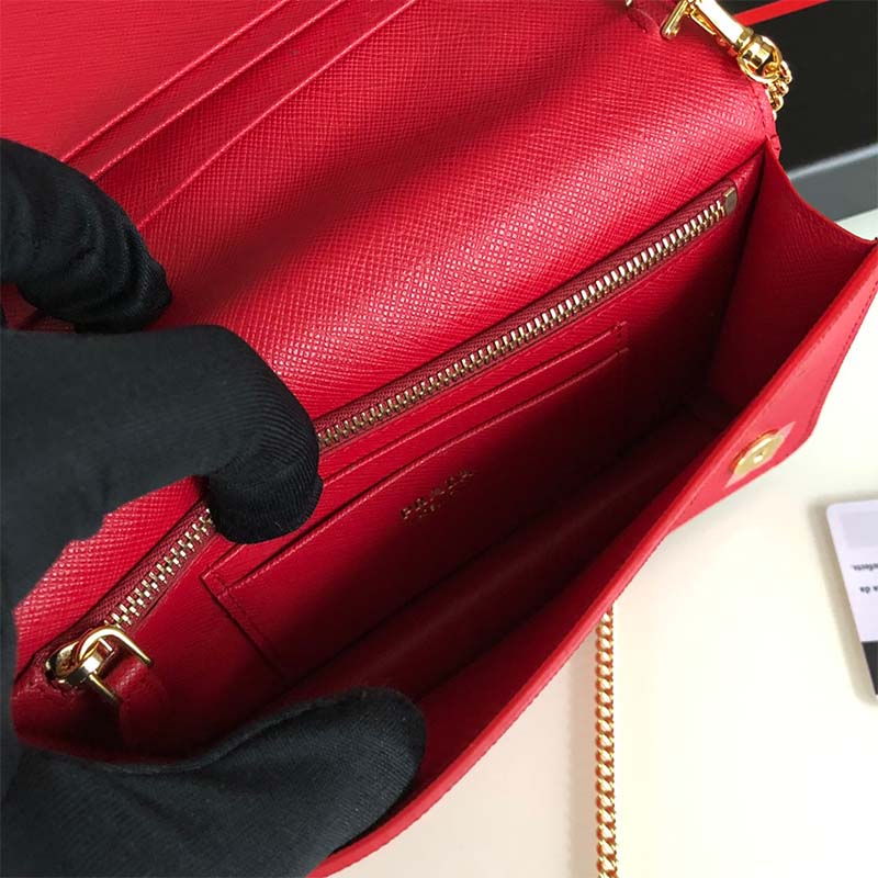 Prada Women Saffiano Leather Mini Bag-Red 8 Prada Women Saffiano Leather Mini Bag-Red - Image 8