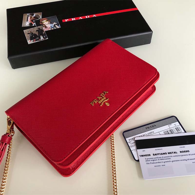 Prada Women Saffiano Leather Mini Bag-Red 6 Prada Women Saffiano Leather Mini Bag-Red - Image 6