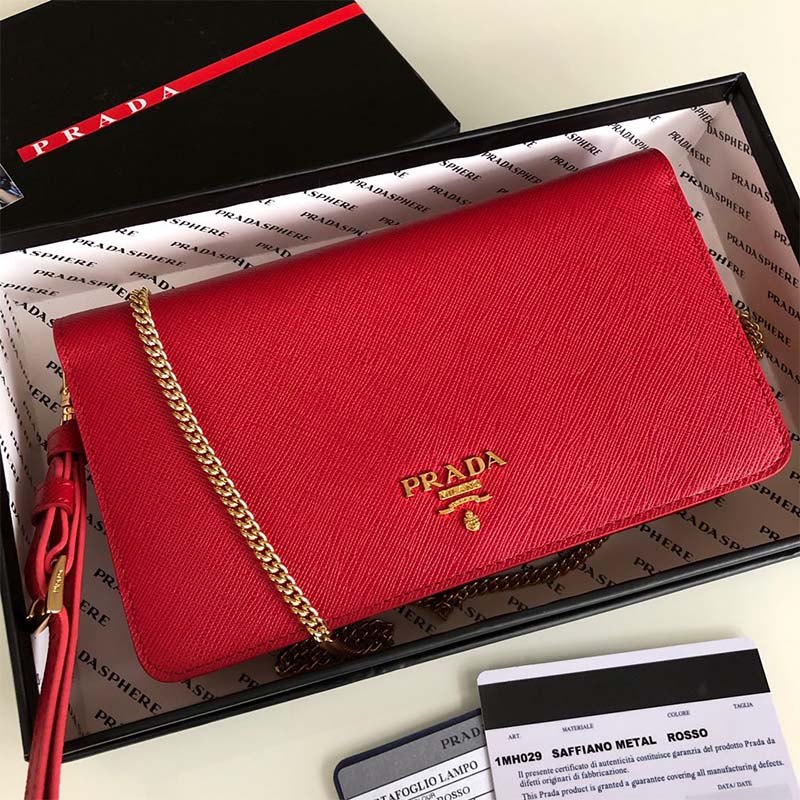 Prada Women Saffiano Leather Mini Bag-Red 4 Prada Women Saffiano Leather Mini Bag-Red - Image 4