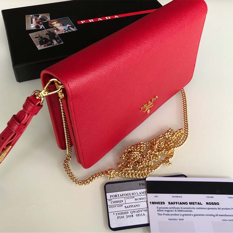 Prada Women Saffiano Leather Mini Bag-Red 5 Prada Women Saffiano Leather Mini Bag-Red - Image 5