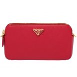 Prada Women Saffiano Leather Mini Shoulder Bag-Red