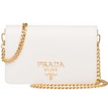 Prada Women Saffiano Leather Shoulder Bag-Beige