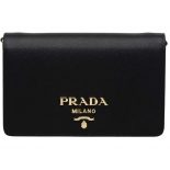 Prada Women Saffiano Leather Shoulder Bag-Black