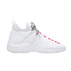 Prada Women Shoes Knit Sneakers 15mm Heel-White