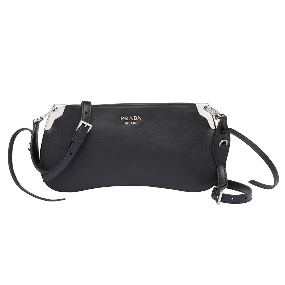 Prada Women Sidonie Calf Leather Shoulder BagBlack