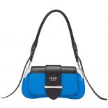 Prada Women Sidonie Leather Shoulder Bag-Blue