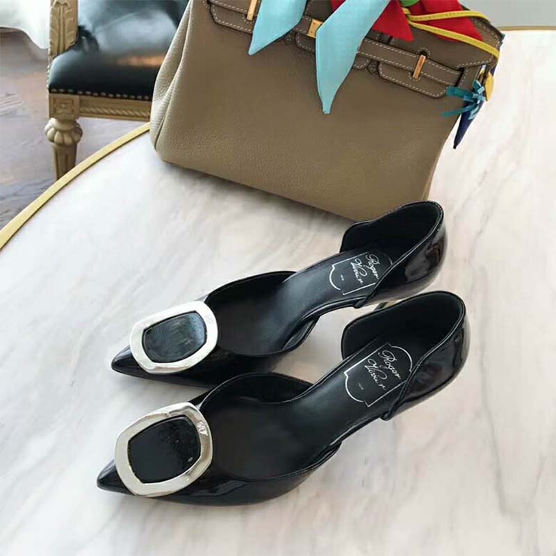 Roger Vivier Women Dorsay Sexy Choc Chips Pumps Patent 85mm Heel