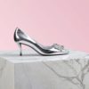 Roger Vivier Women Flower Strass Buckle Pumps-Silver