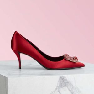 Roger Vivier Women Silk Flower Strass Pumps 6.6 cm Heel-Red