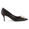 Roger Vivier Women Silk Flower Strass Pumps 65mm Heel-Black
