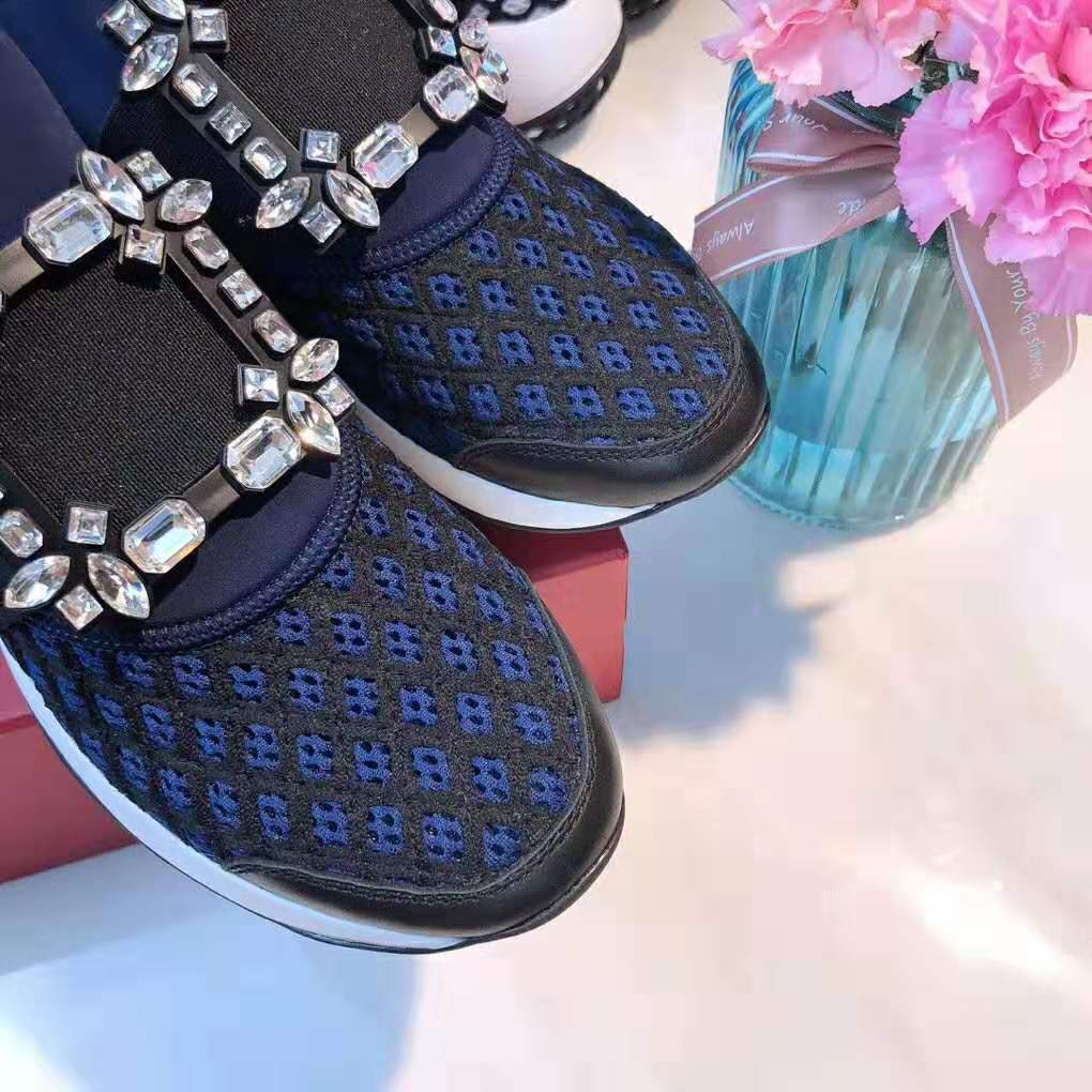 Roger Vivier Women Viv' Run Strass Buckle Sneakers-Navy 8 Roger Vivier Women Viv' Run Strass Buckle Sneakers-Navy - Image 8