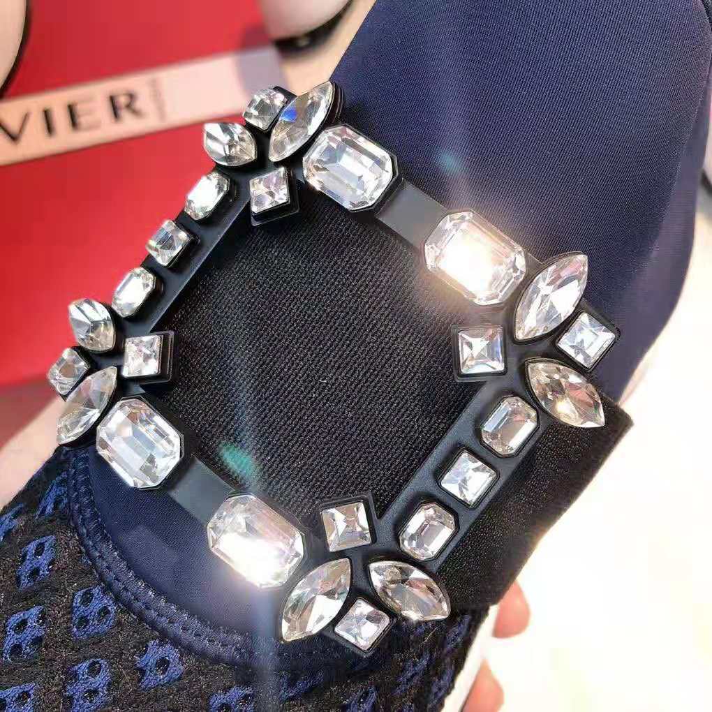 Roger Vivier Women Viv' Run Strass Buckle Sneakers-Navy 7 Roger Vivier Women Viv' Run Strass Buckle Sneakers-Navy - Image 7