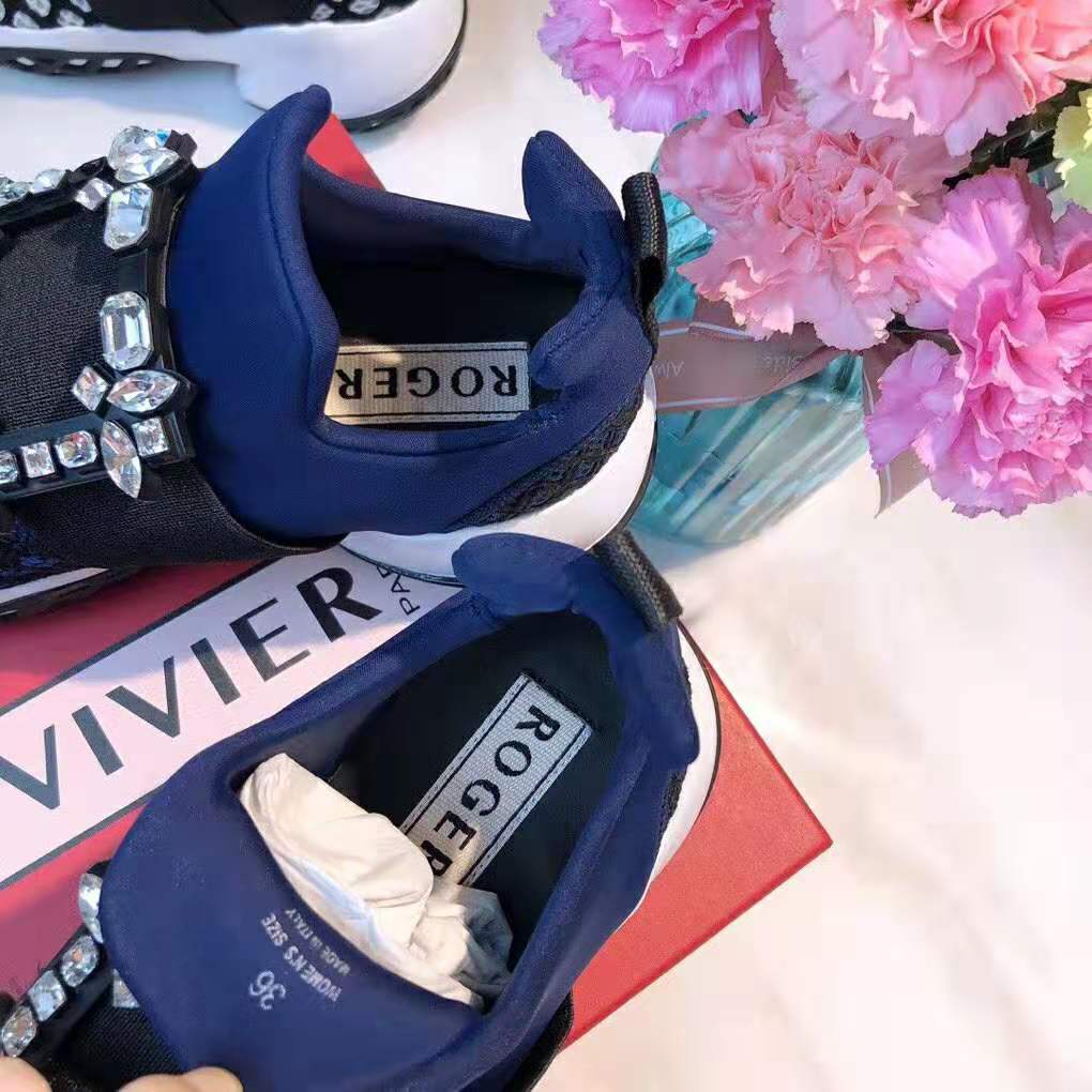 Roger Vivier Women Viv' Run Strass Buckle Sneakers-Navy 10 Roger Vivier Women Viv' Run Strass Buckle Sneakers-Navy - Image 10