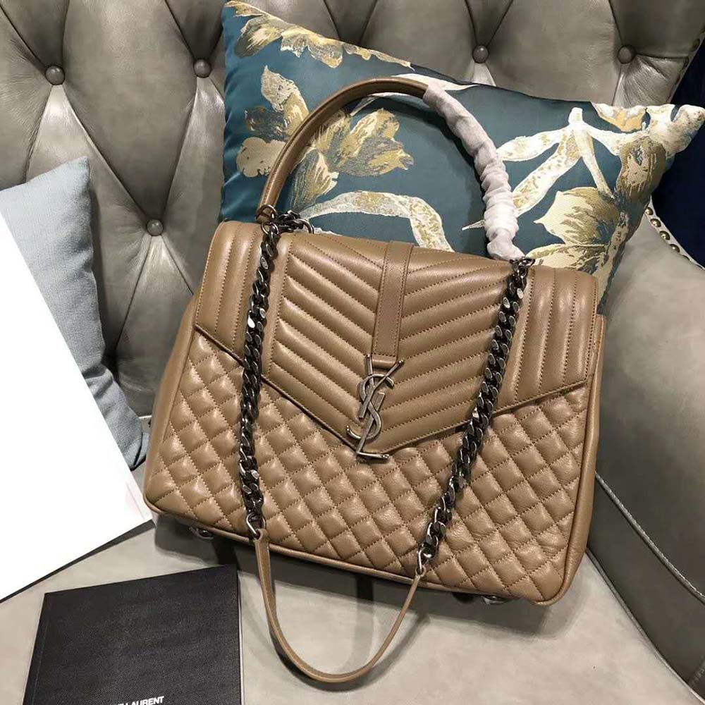 Saint Laurent YSL Women Envelope Large Bag Grain De Poudre-Sandy 3 Saint Laurent YSL Women Envelope Large Bag Grain De Poudre-Sandy - Image 3