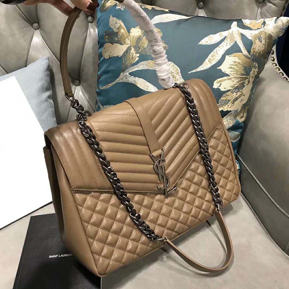 Saint Laurent YSL Women Envelope Large Bag Grain De Poudre-Sandy 2 Saint Laurent YSL Women Envelope Large Bag Grain De Poudre-Sandy - Image 2