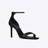 Saint Laurent YSL Women Amber Sandals Patent Leather 8.5cm Heel-Black