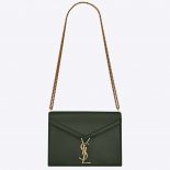 Saint Laurent YSL Women Cassandra Monogram Clasp Bag Smooth-Green
