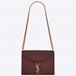 Saint Laurent YSL Women Cassandra Monogram Clasp Bag Smooth-Maroon