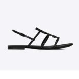 Saint Laurent YSL Women Cassandra Open Sandals Black Logo Patent