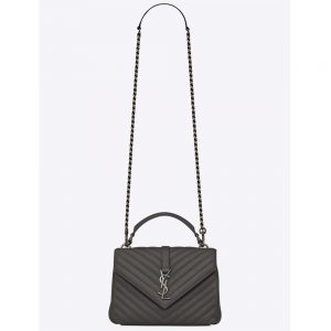 Saint Laurent YSL Women College Medium In Matelasse Leather-Grey