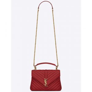 Saint Laurent YSL Women College Medium In Matelasse Leather-Red