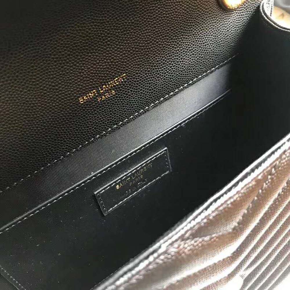 Saint Laurent YSL Women Envelope Large Bag Grain De Poudre Embossed-Black 9 Saint Laurent YSL Women Envelope Large Bag Grain De Poudre Embossed-Black - Image 9