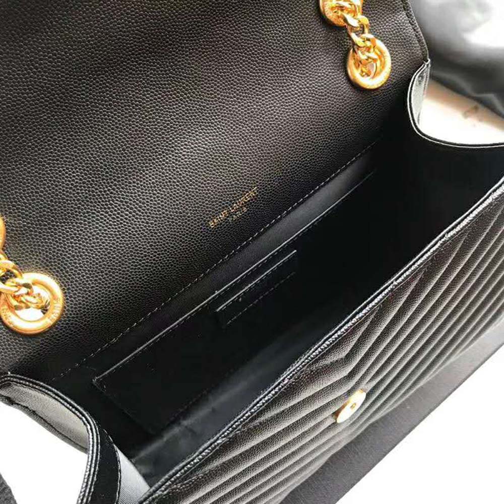 Saint Laurent YSL Women Envelope Large Bag Grain De Poudre Embossed-Black 7 Saint Laurent YSL Women Envelope Large Bag Grain De Poudre Embossed-Black - Image 7