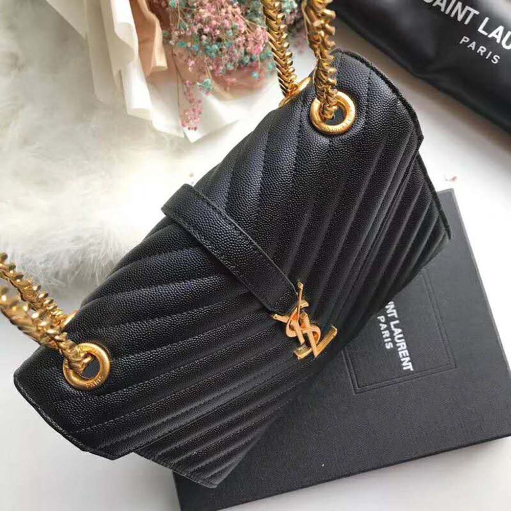 Saint Laurent YSL Women Envelope Large Bag Grain De Poudre Embossed-Black 6 Saint Laurent YSL Women Envelope Large Bag Grain De Poudre Embossed-Black - Image 6