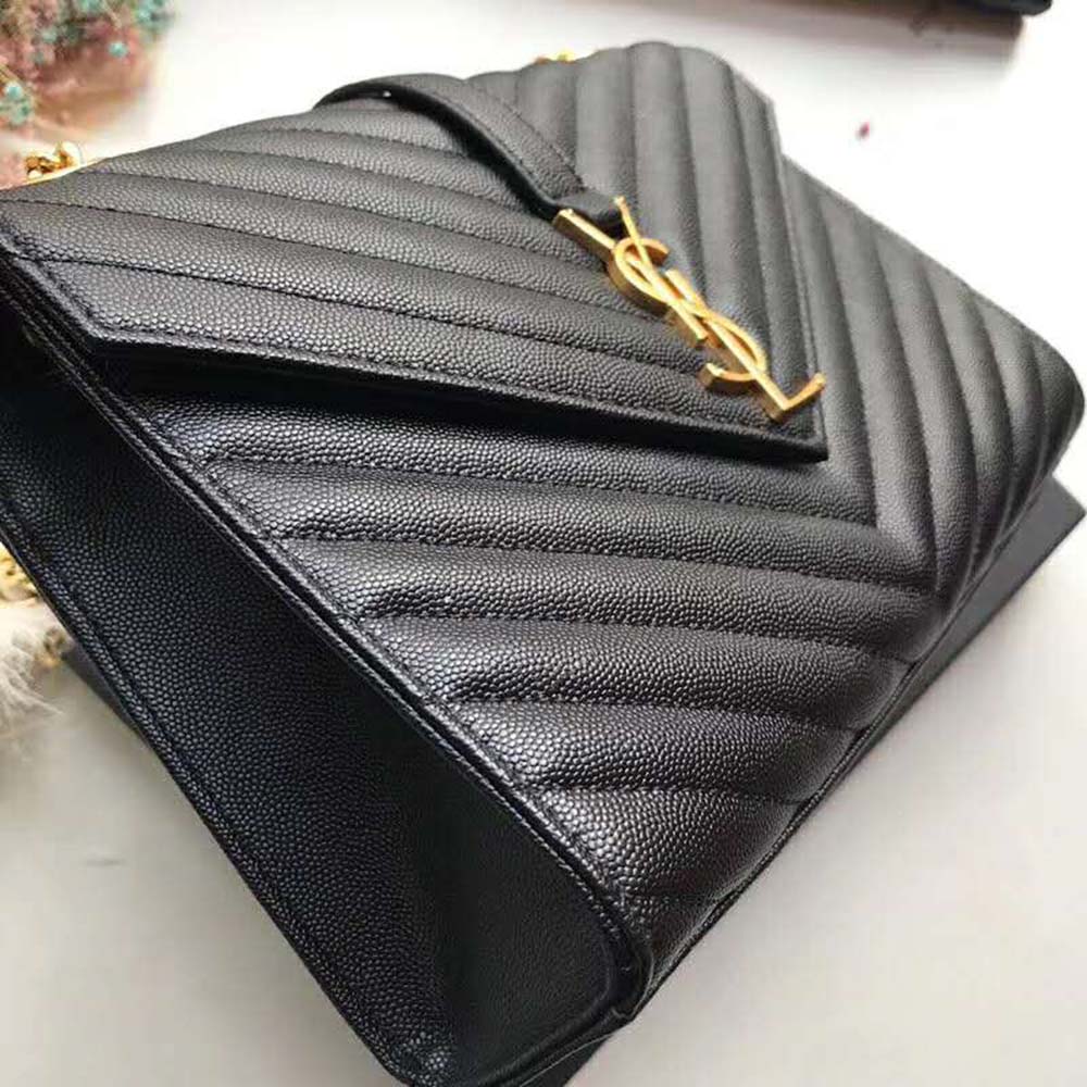 Saint Laurent YSL Women Envelope Large Bag Grain De Poudre Embossed-Black 5 Saint Laurent YSL Women Envelope Large Bag Grain De Poudre Embossed-Black - Image 5