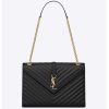 Saint Laurent YSL Women Envelope Large Bag Grain De Poudre Embossed-Black 10 Saint Laurent YSL Women Envelope Large Bag Grain De Poudre Embossed-Black