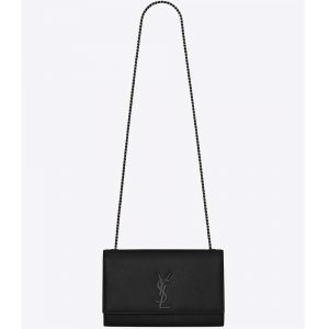 Saint Laurent YSL Women Kate Medium Grain De Poudre Embossed-Black