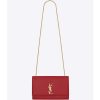 Saint Laurent YSL Women Kate Medium Grain De Poudre Embossed-Red