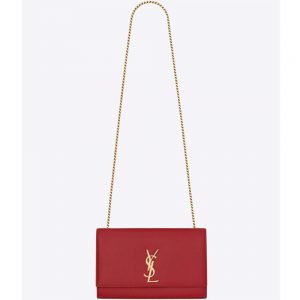 Saint Laurent YSL Women Kate Medium Grain De Poudre Embossed-Red