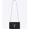 Saint Laurent YSL Women Kate Medium Grain De Poudre Embossed-Silver
