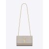 Saint Laurent YSL Women Kate Medium Grained Metallic Leather-Silver