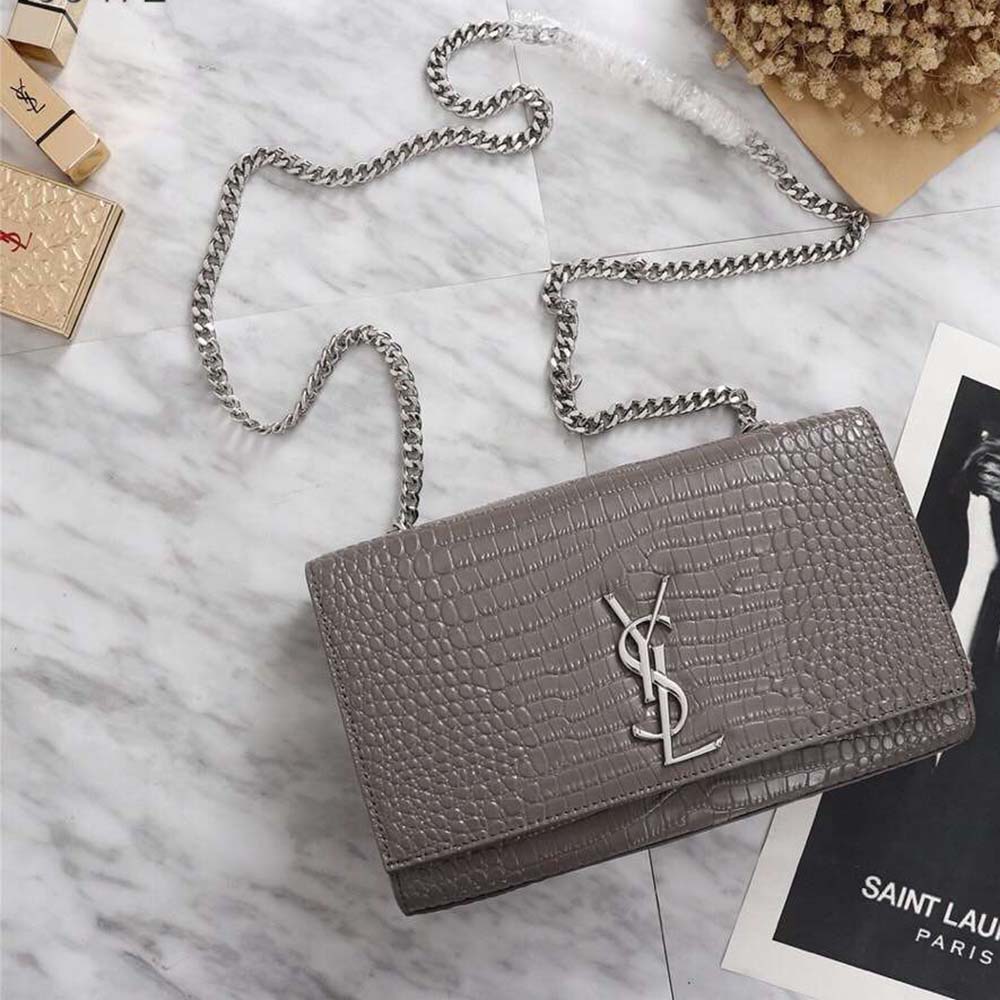 Ysl crocodile bag discount grey