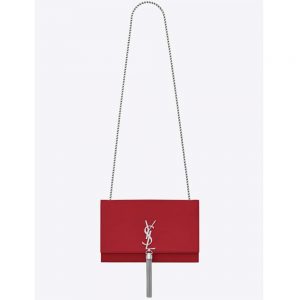 Saint Laurent YSL Women Kate Medium Tassel Smooth Leather-Red