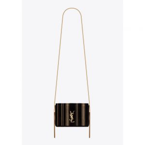 Saint Laurent YSL Women Kate Small Suede with Chains-Black