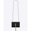 Saint Laurent YSL Women Kate Small Tassel Crocodile Embossed Leather-Black