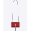 Saint Laurent YSL Women Kate Small Tassel Embossed Crocodile Shiny Calfskin-Red