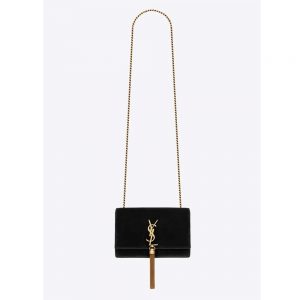 Saint Laurent YSL Women Kate Small with Tassel Velvet-Black