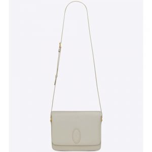 Saint Laurent YSL Women Le 61 Medium Saddle Bag Smooth-White