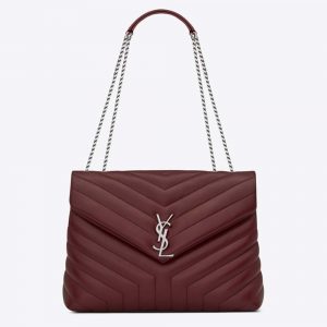 Saint Laurent YSL Women Loulou Medium Matelasse Y Leather-Maroon